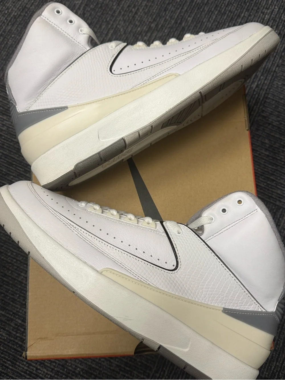 Jordan 2 Retro Cement Grey - Men's White and Gray High-Top Sneakers